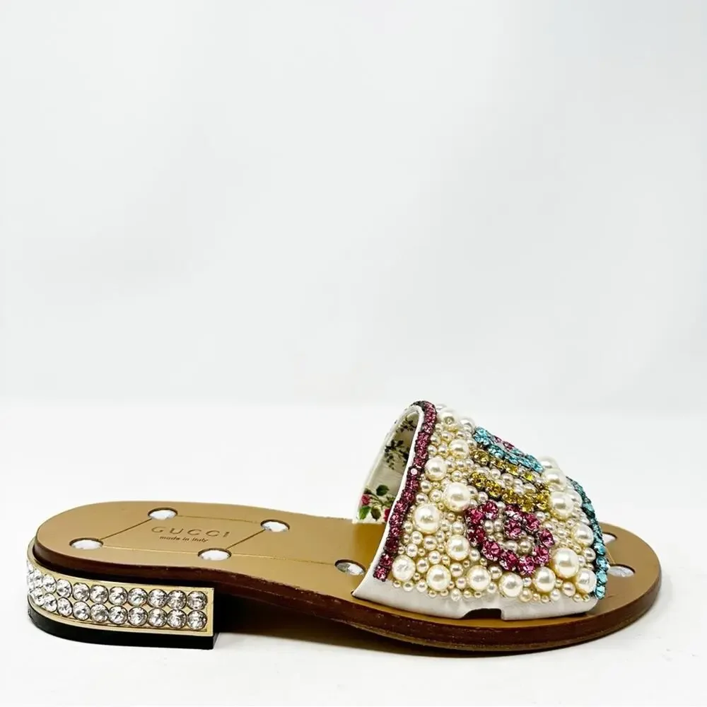 Gucci Pearl Crystal Slide Sandals Womens Size EU 37 - Picture 7 of 15